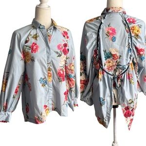 Uterqüe Floral Cutout Blouse